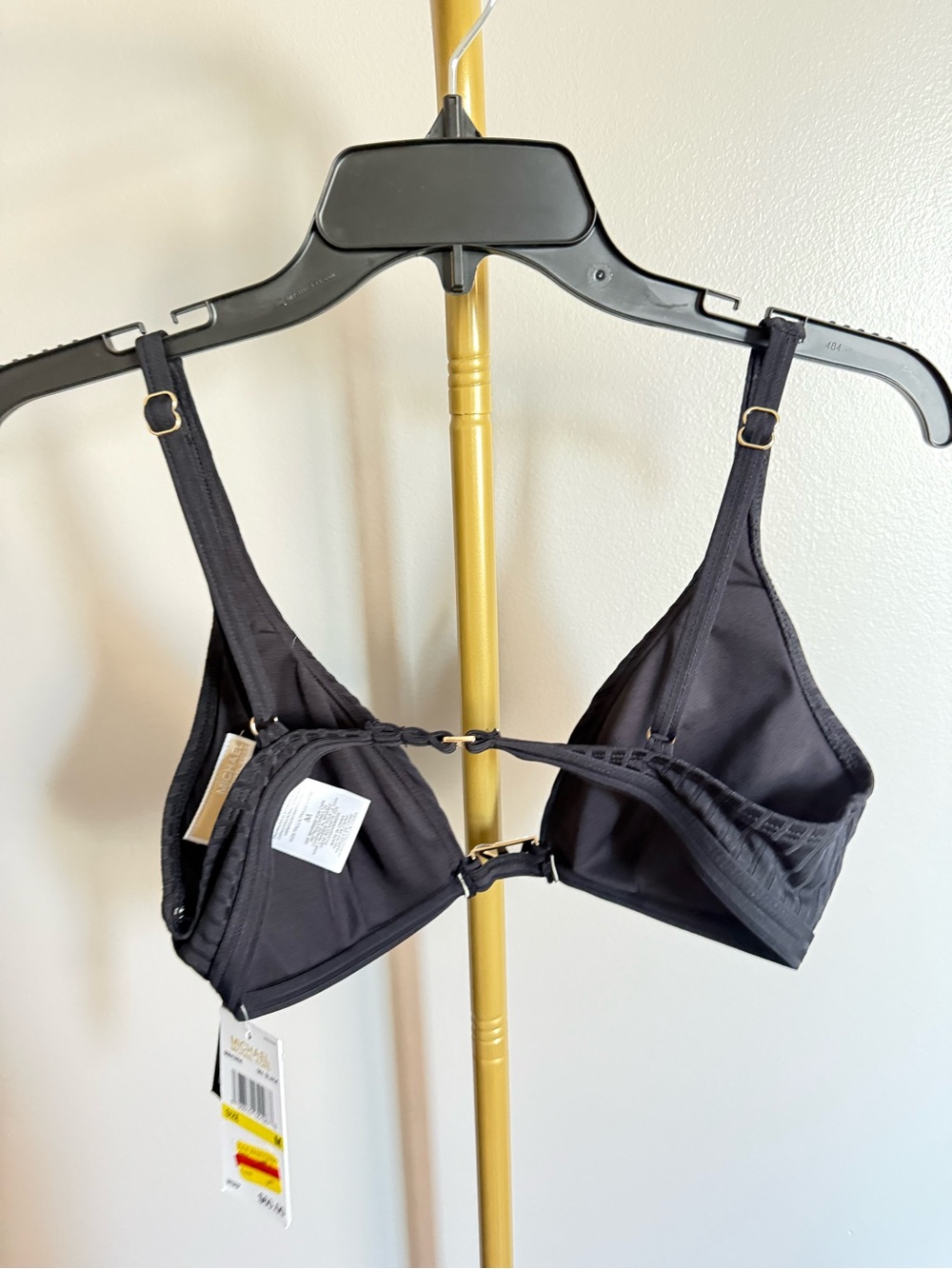 NWT Michael Kors Ribbed Triangle Bikini Top – Black, Size M - Picture 3 of 4